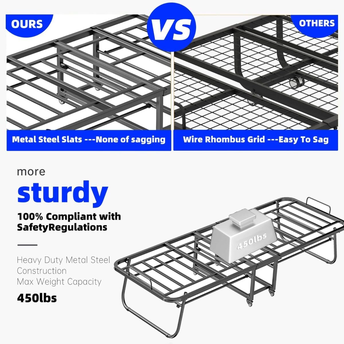 Folding Bed with Mattress for Adults, Cot Size 75" x 31" Rollaway Bed, Portable Bed Foldable Bed Day Bed for Guest