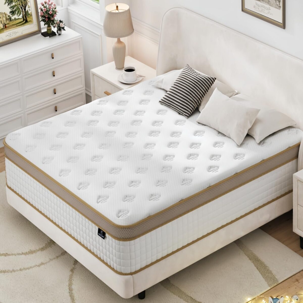 King Size Mattress, Upgrade Strengthen Firm 14 Inch Hybrid King Mattress in A Box