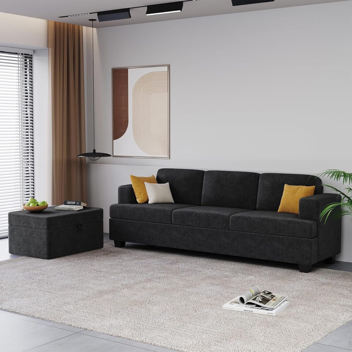Ottoman Sofa with Large Storage, Large Square Storage Ottoman Sofa Footrest Couch for Living Room