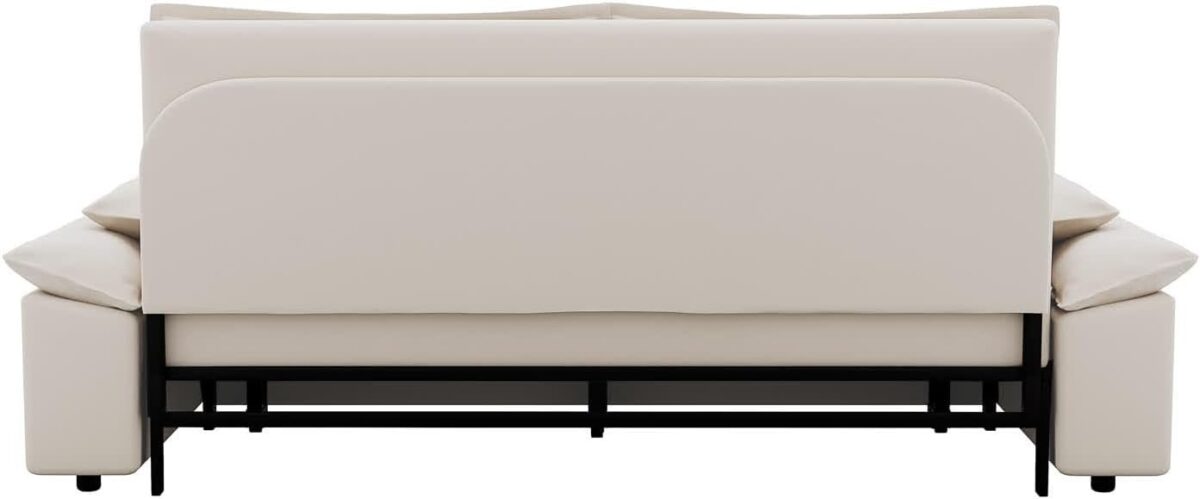 Futon Sofa Bed Queen Size, Pull Out Bed, 3-in-1 Convertible Sleeper Sofa with 2 Soft Pillows, Modern Velvet Futon Couch for Living Room