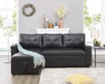 Home Jenny Sectional Sofa Sleeper with Storage Chaise, Tufted Pull Out Couch with Storage, Sectional Sofa Bed