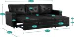 Home Jenny Sectional Sofa Sleeper with Storage Chaise, Tufted Pull Out Couch with Storage, Sectional Sofa Bed