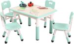 Kids Table and 4 Chairs Set, Height Adjustable Desk for Ages 2-8,Arts & Crafts Table