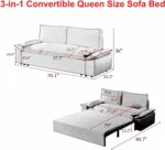 Futon Sofa Bed Queen Size, Pull Out Bed, 3-in-1 Convertible Sleeper Sofa with 2 Soft Pillows, Modern Velvet Futon Couch for Living Room