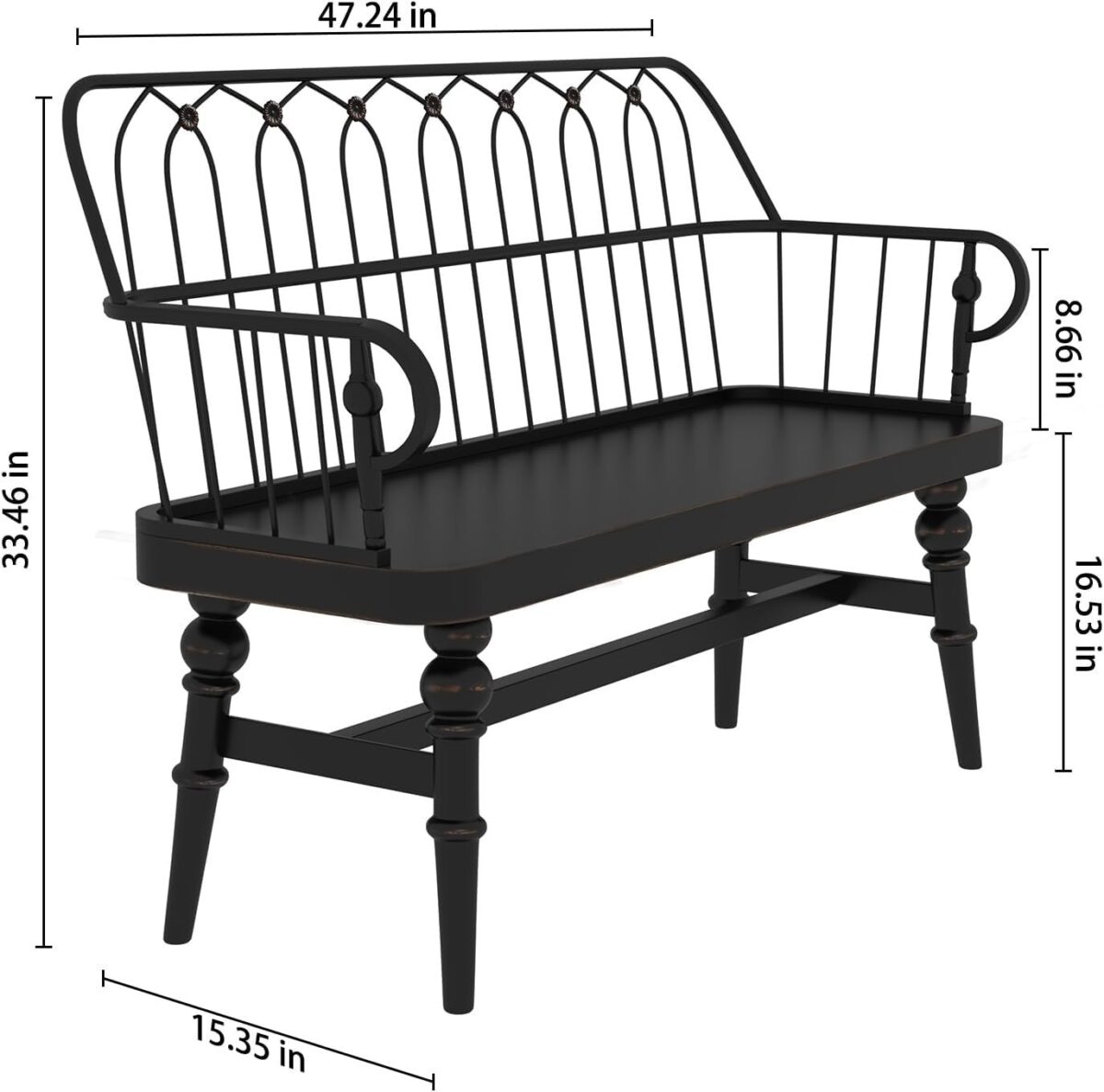 Entryway Bench,Spindle Back Wooden Dinning Bench, Farmhouse Foyer Bench for Entryway