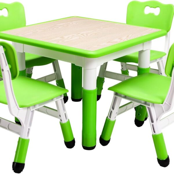 Kids Table and Chairs Set, Height Adjustable Desk for Ages 2-10,Arts & Crafts Table