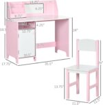 Toddler Table and Chair Set, Kids Writing Desk Homework Table with Whiteboard