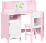 Toddler Table and Chair Set, Kids Writing Desk Homework Table with Whiteboard