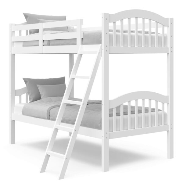 Long Horn Twin-Over-Twin Bunk Bed (White) - GREENGUARD Gold, Converts to 2 individual twin beds