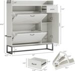 Shoe Cabinet with 2 Flip Drawers & Side Cabinet, Shoes Cabinet with Adjustable Shelves, Shoe Storage Cabinet with Drawer