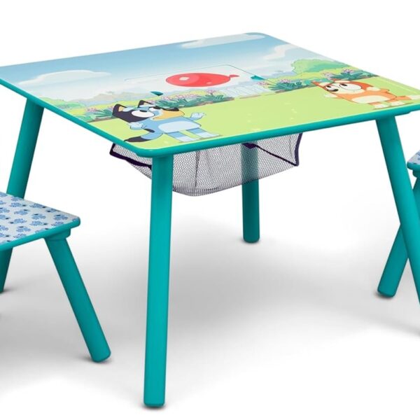 Children Bluey Kids Table and Chair Set with Storage (2 Chairs Included) - Greenguard Gold Homeschooling, Homework