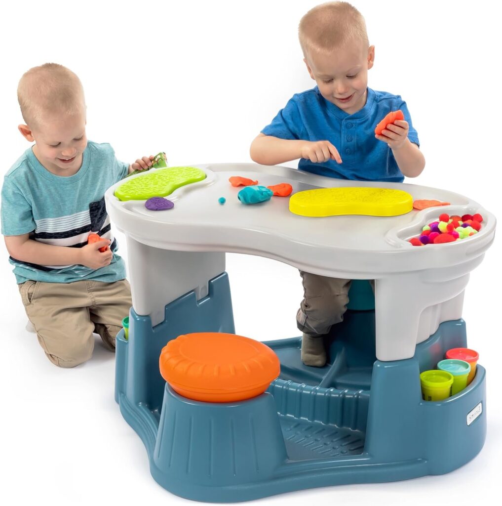 Kids' Sensory Table with Active Seating and Art Storage, Toddler Activity Table and Chairs Set for Ages 1-1/2 to 6