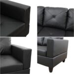 L Shaped Sectional Couches, Modern Convertible Lounge Leather Sofa with Ottoman Storage