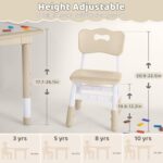 Kids Table and 4 Chairs Set, Height Adjustable (17.7"-26.1") Toddler Table and Chair Set