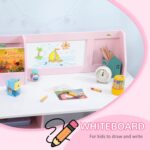 Toddler Table and Chair Set, Kids Writing Desk Homework Table with Whiteboard