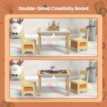 Wood Toddler Table and Chair Set, Sensory Kids Table with Stroage Graffiti Desktop Activity Table