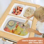 Wood Toddler Table and Chair Set, Sensory Kids Table with Stroage Graffiti Desktop Activity Table