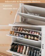 Shoe Cabinet with 2 Flip Drawers & Side Cabinet, Shoes Cabinet with Adjustable Shelves, Shoe Storage Cabinet with Drawer