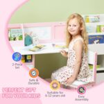 Toddler Table and Chair Set, Kids Writing Desk Homework Table with Whiteboard