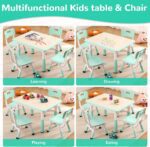 Kids Table and 4 Chairs Set, Height Adjustable Desk for Ages 2-8,Arts & Crafts Table