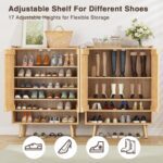 Large Shoe Cabinet with Doors, 6-Tier Entryway Shoe Storage Cabinet with Adjustable Shelves, Freestanding Shoes Rack Organizer