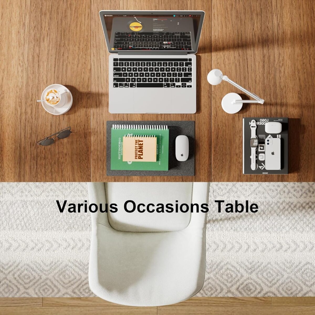 63" Extendable Dining Table, Modern Farmhouse Dining Room Table for 4-8, Wooden Kitchen Table for Small Space