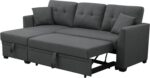 L Shaped Sectional Sleeper Sofa Couches Pull Out Sofabed with Storage Chaise,Removable Back Cushions