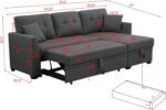 L Shaped Sectional Sleeper Sofa Couches Pull Out Sofabed with Storage Chaise,Removable Back Cushions