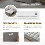 Futon Sofa Bed, Modern Velvet 3 in 1 Convertible Sleeper Sofa Couch Bed, Pullout Couch Bed with Adjustable Backrest