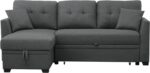 L Shaped Sectional Sleeper Sofa Couches Pull Out Sofabed with Storage Chaise,Removable Back Cushions