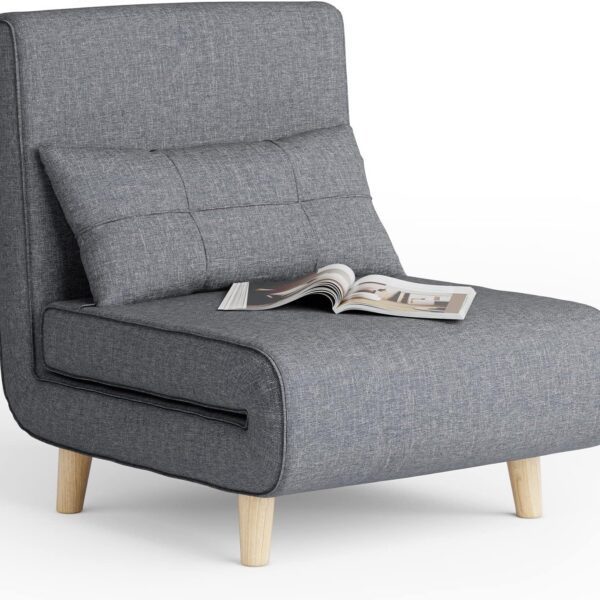3 in 1 Sleeper Chair Bed, Convertible Chair Bed Futon Sofa Bed with Adjustable Backrest, Accent Chair for Apartment/Bedroom/Office
