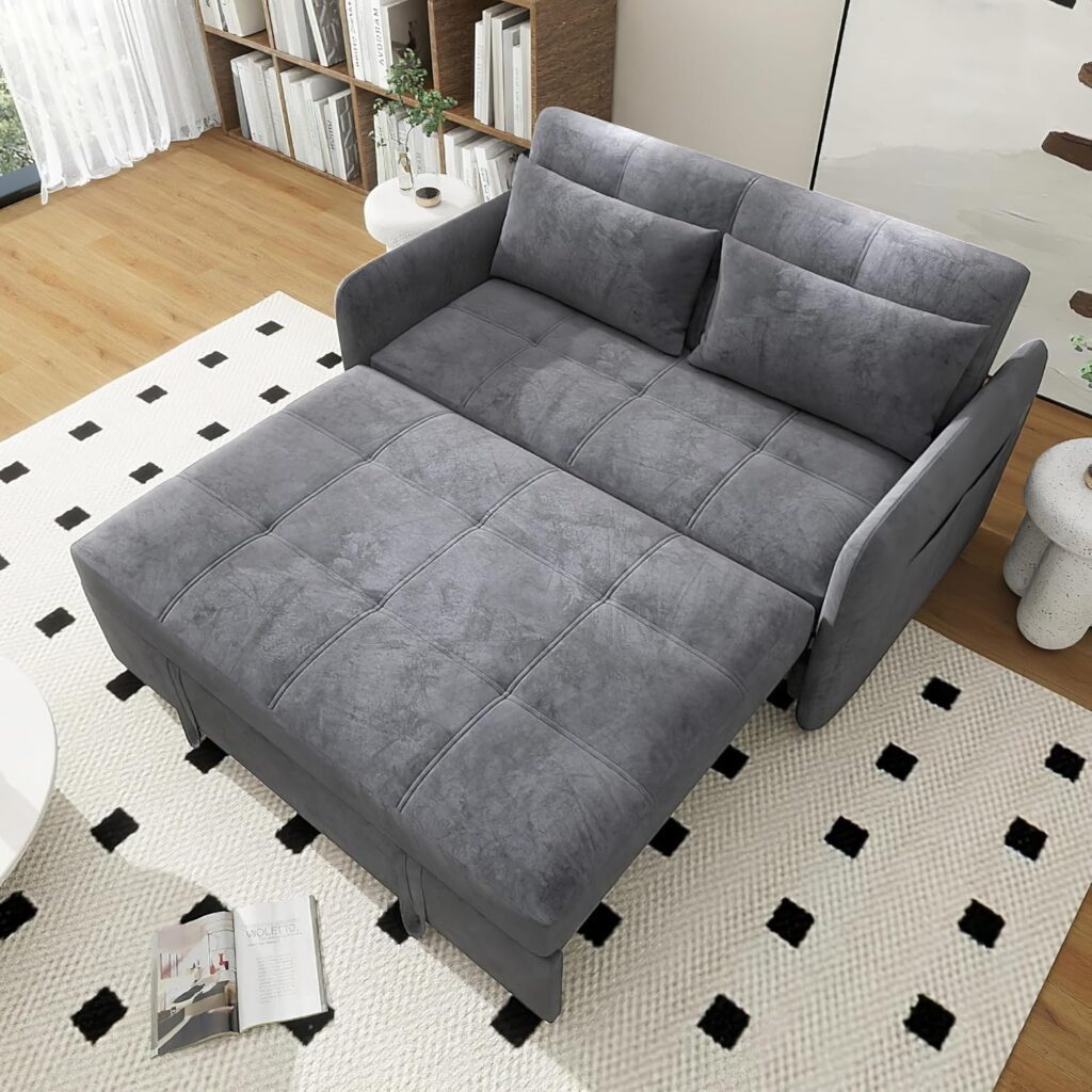 4-in-1 Convertible L Shaped Couch with Pull Out Bed and Storage