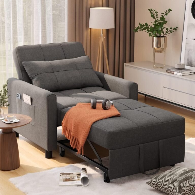 Convertible Futon Sofa Bed, 3-in-1 Multi-Functional Sleeper Chair Bed, Adjustable Backrest Recliner