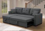 L Shaped Sectional Sleeper Sofa Couches Pull Out Sofabed with Storage Chaise,Removable Back Cushions