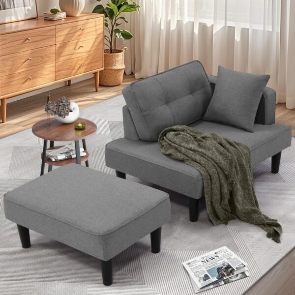 Recliner Sofa Bed, Convertible Small Sectional Couches for Living Room, Sofa Cama moderno with Chaise & 2 Pillow