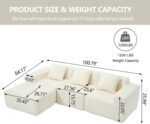 Minimalist Cloud Sectional Couch with L-Shape Chaise, Modular Sectional Sofa