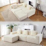 Minimalist Cloud Sectional Couch with L-Shape Chaise, Modular Sectional Sofa